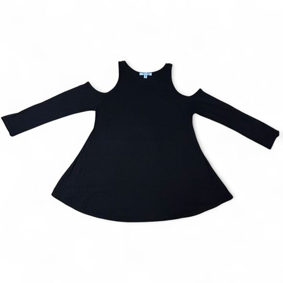 Women's Classic Black Witchcore Cold-Shoulder A-Line Tunic Blouse - Picture 1 of 3